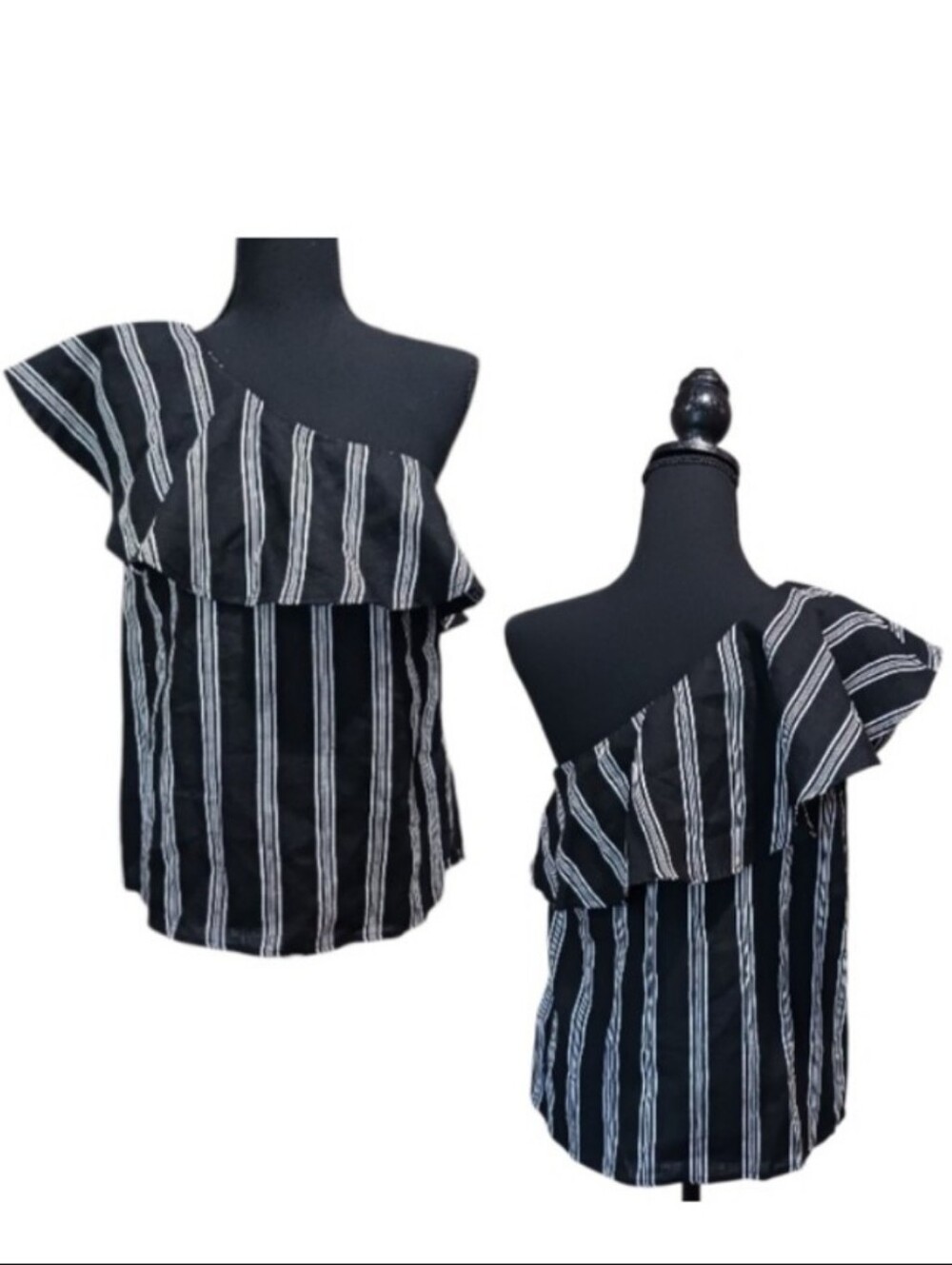 Sugarlips One Shoulder Linen Stripe Top